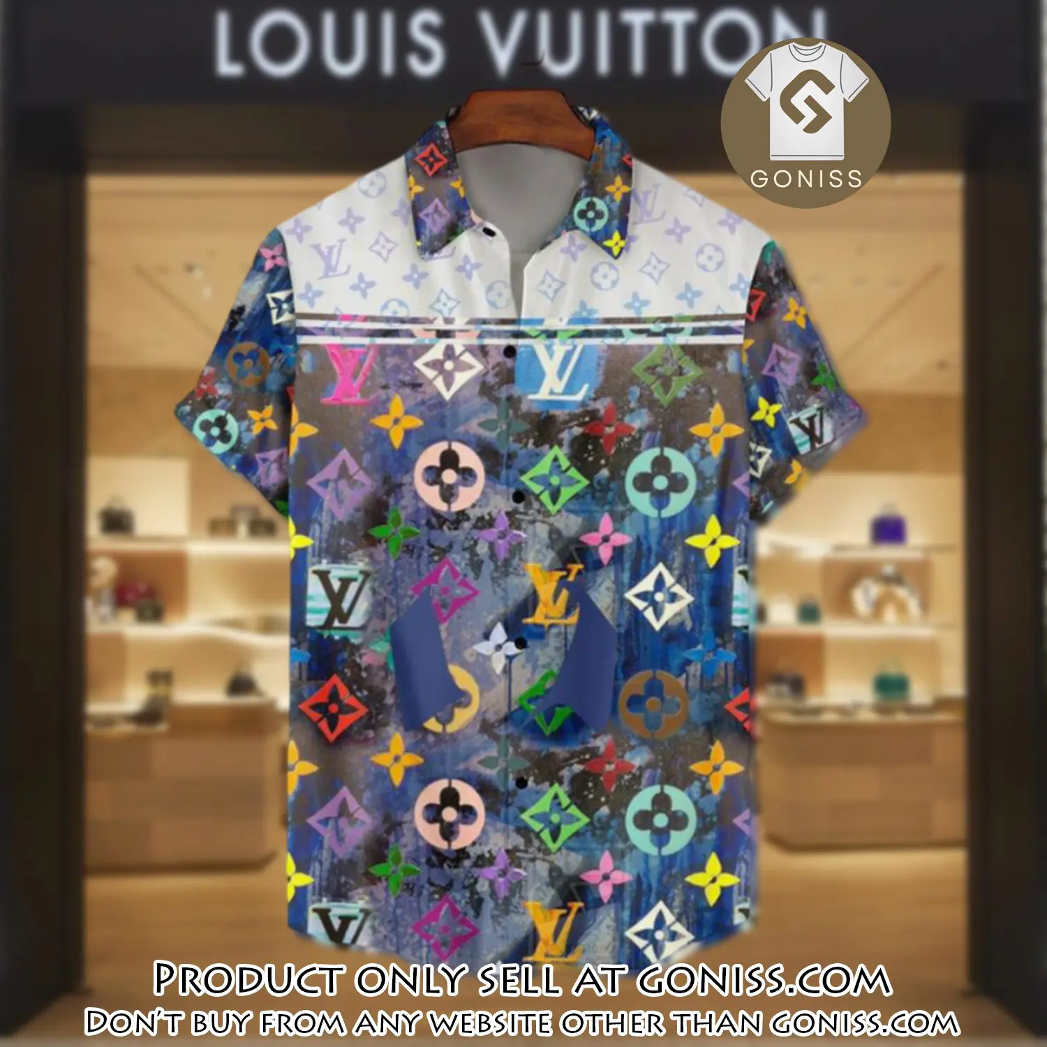 Lv louis vuitton luxury hawaiian shirt & short set lhs1198 gn5734423